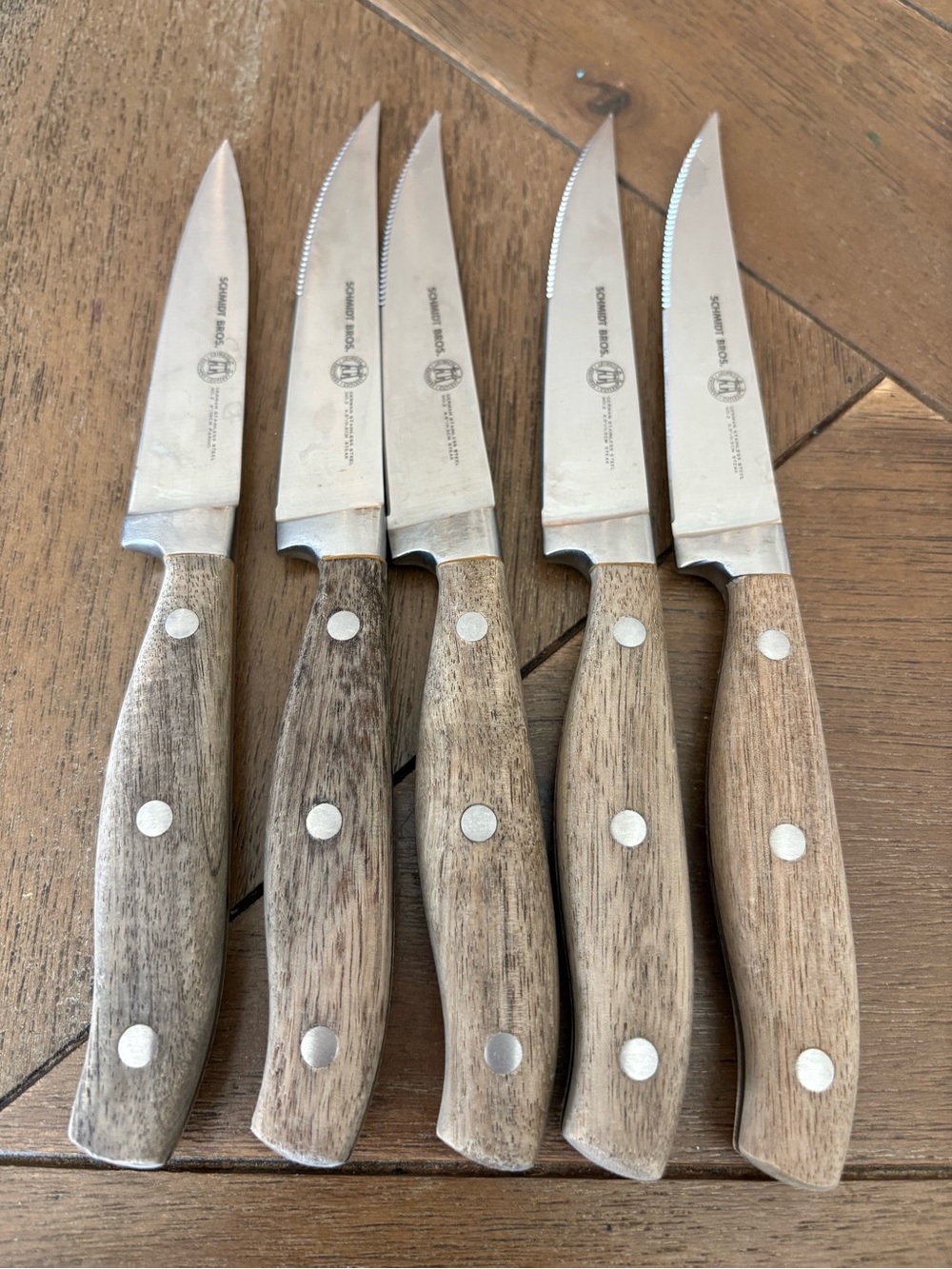 Schmidt Bros 5- Piece Knife Set - Wood, German Stainless Steel